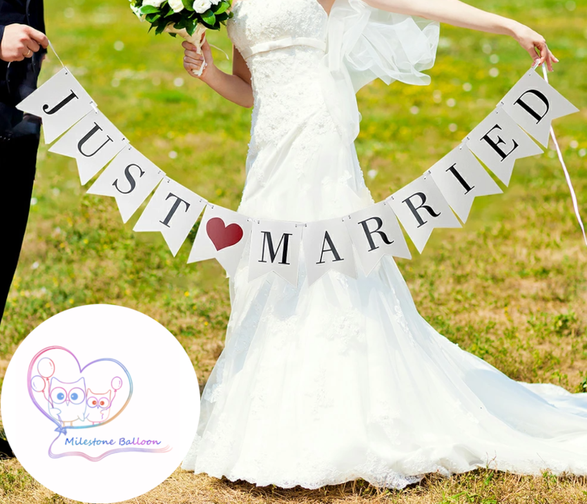 (Wedding Banner) Just Married 婚禮拉旗 (白色) PBW6
