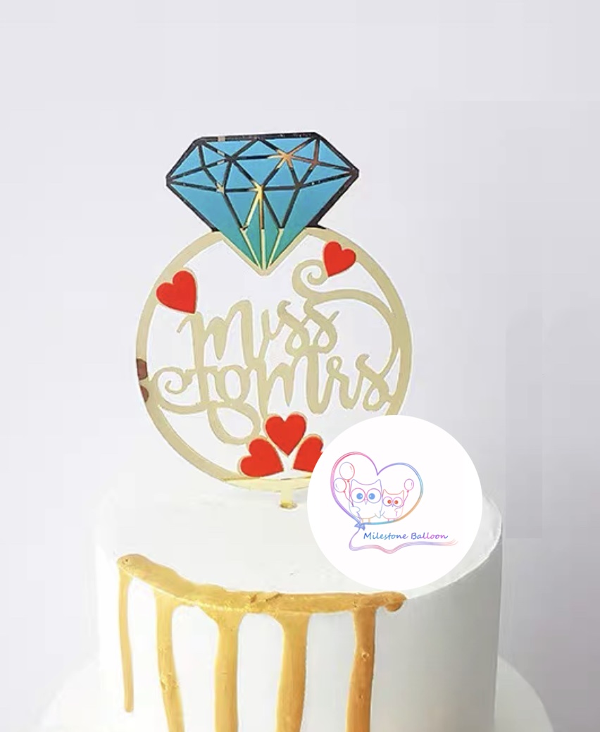 (Bridal Shower Cake Topper) Miss To Mrs 蛋糕牌 (金色) PECTS3-1