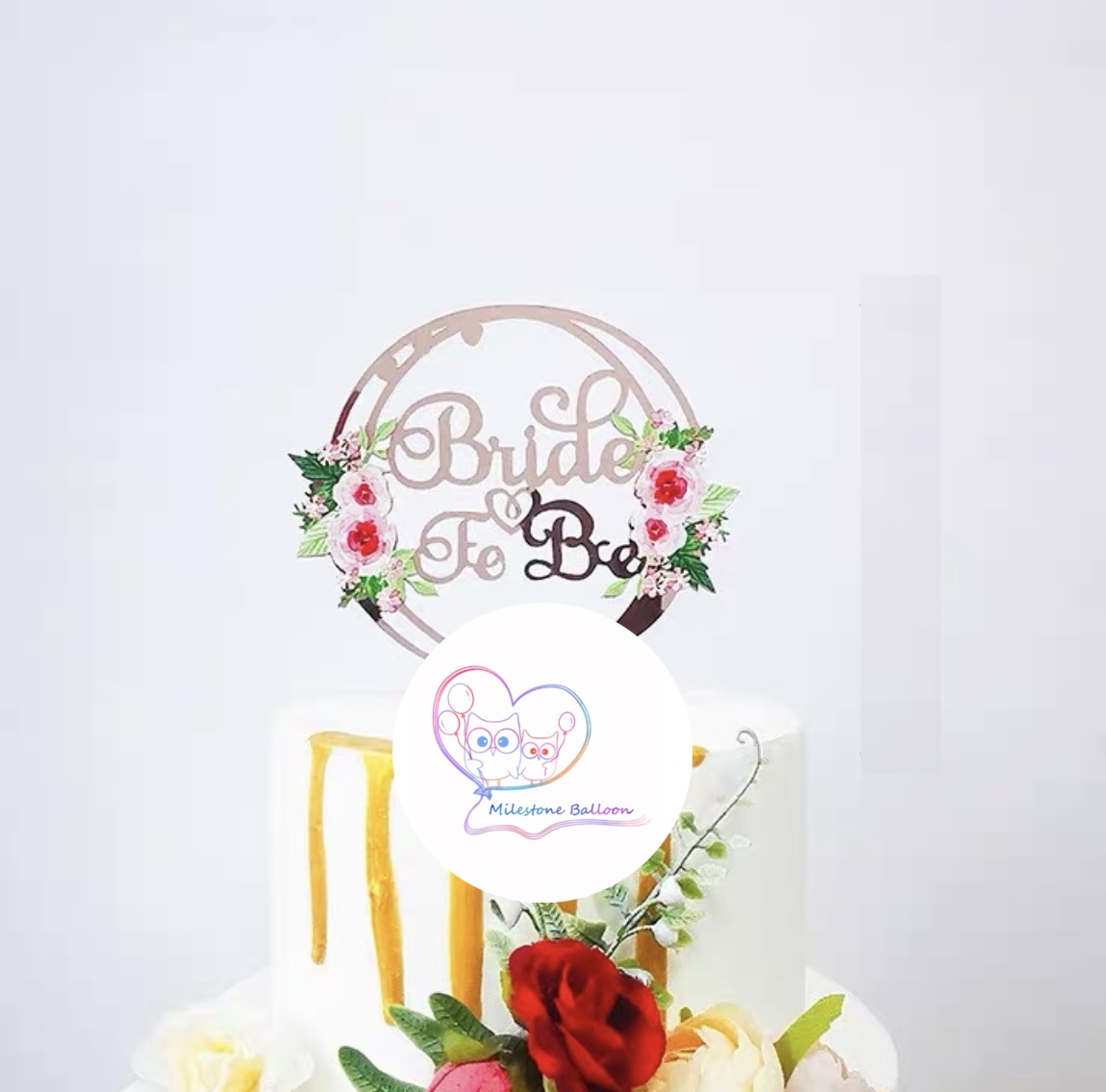 (Bridal Shower Cake Topper) Bride To Be 蛋糕牌 (玫瑰金色心) PECTS5-1