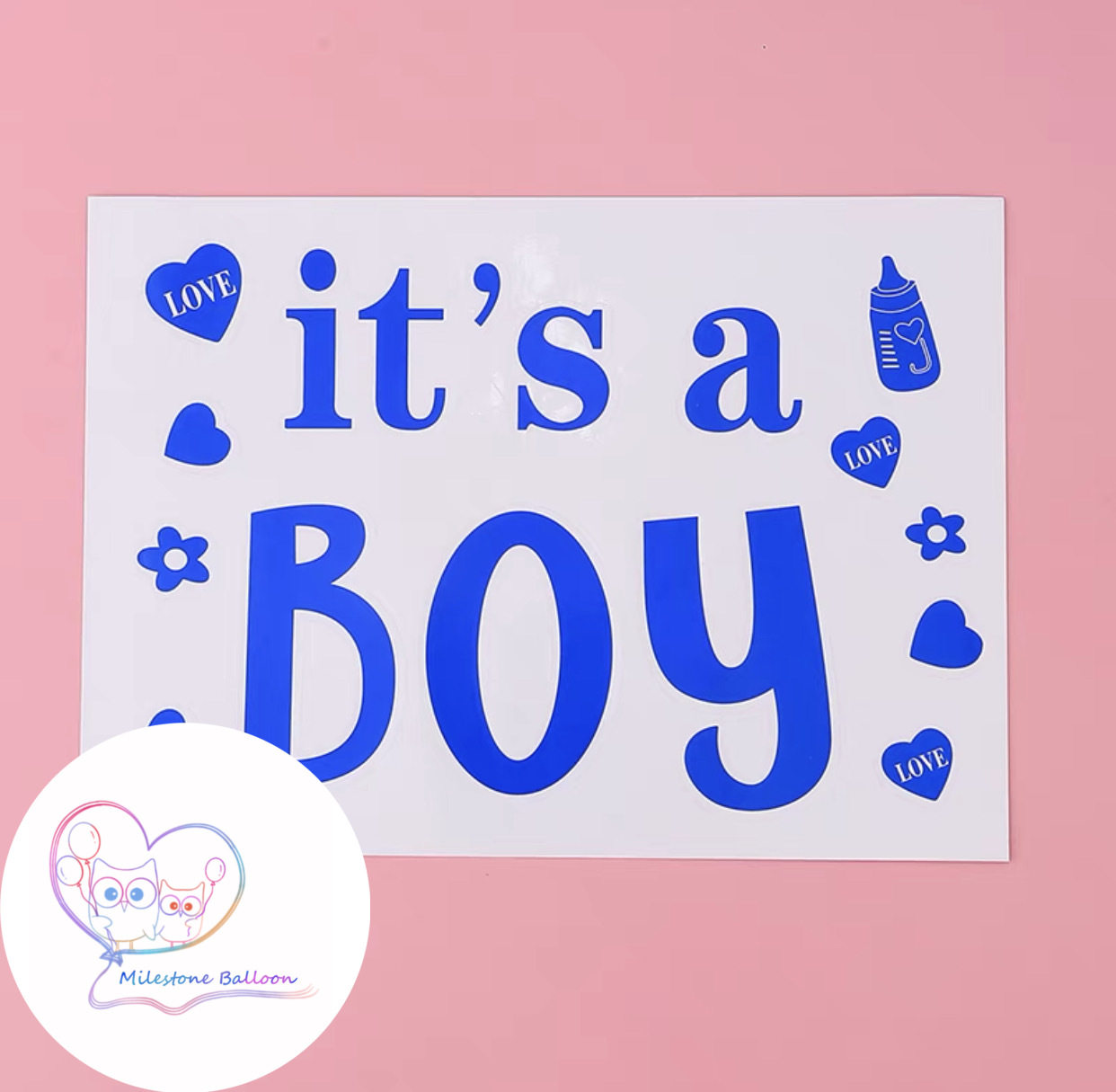 (嬰兒性別揭曉貼紙) Its a boy (粉藍色) PESTGR1-2