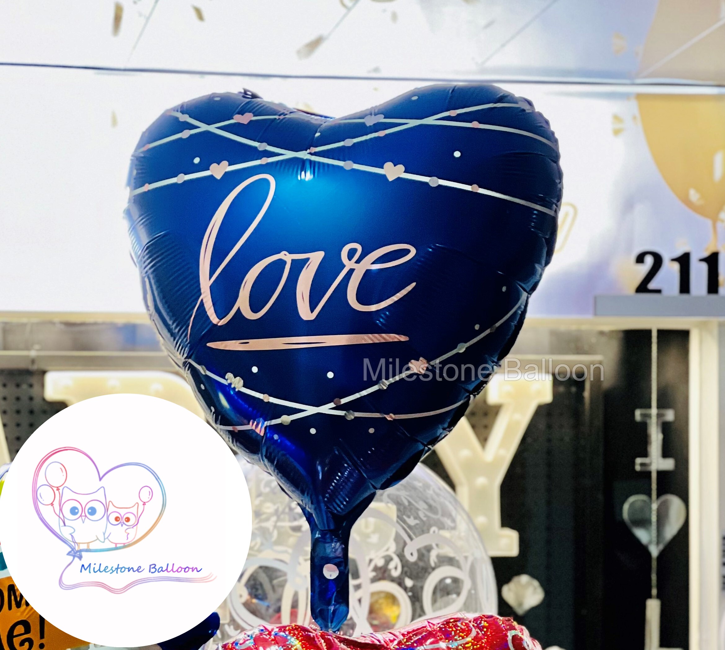 22吋心形love鋁膜氣球 (寶藍色) FBL17