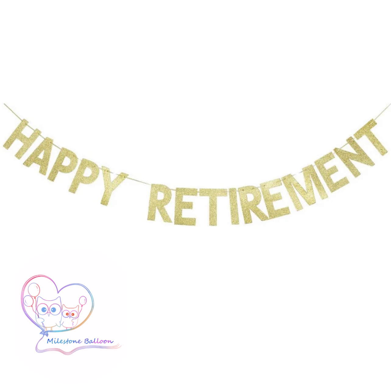 (Farewell Banner) Happy Retirement 拉旗 (金蔥色深淺不一) PBR2
