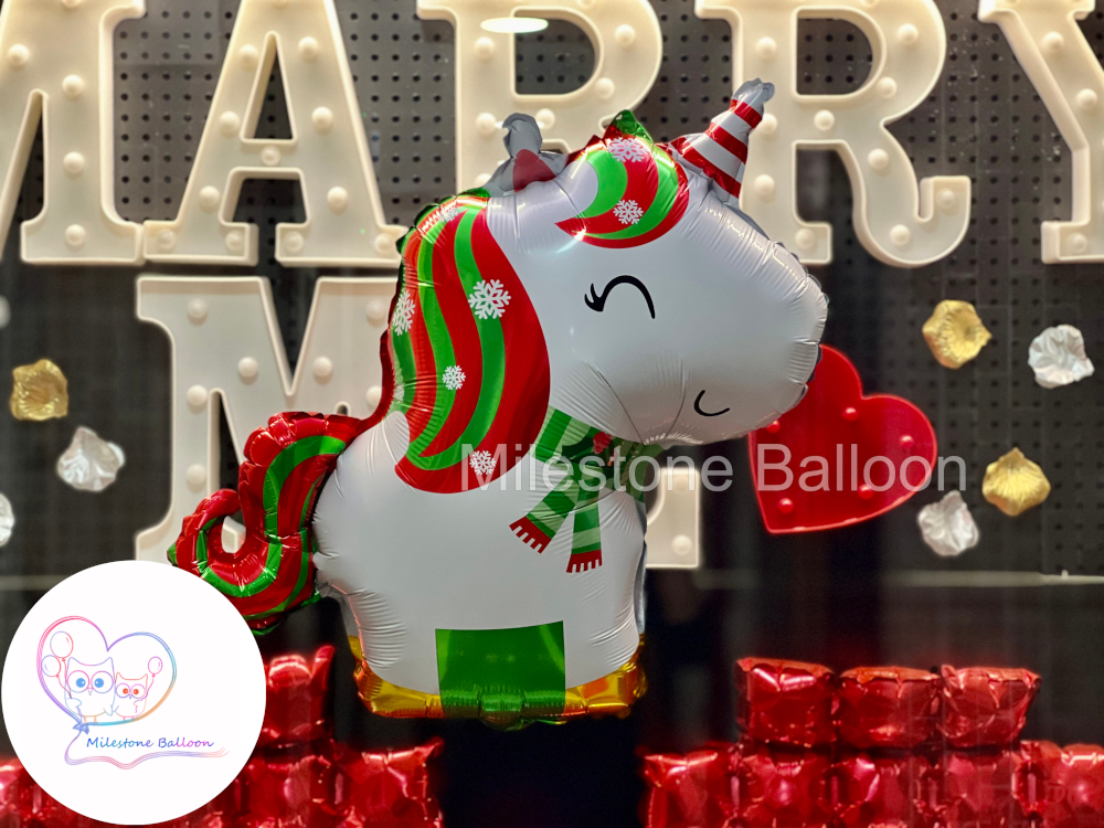 26吋聖誕節鋁膜氣球 (聖誕獨角獸) Christmas Balloon CC6