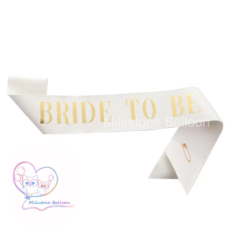 Bride to Be Sash 高級閃石肩帶 (白色) WSBB2-4