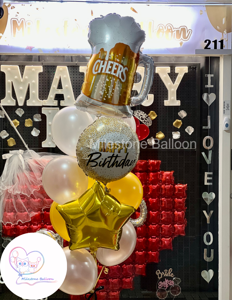 18吋 Happy Birthday 鋁膜氣球 (金點) FBH23