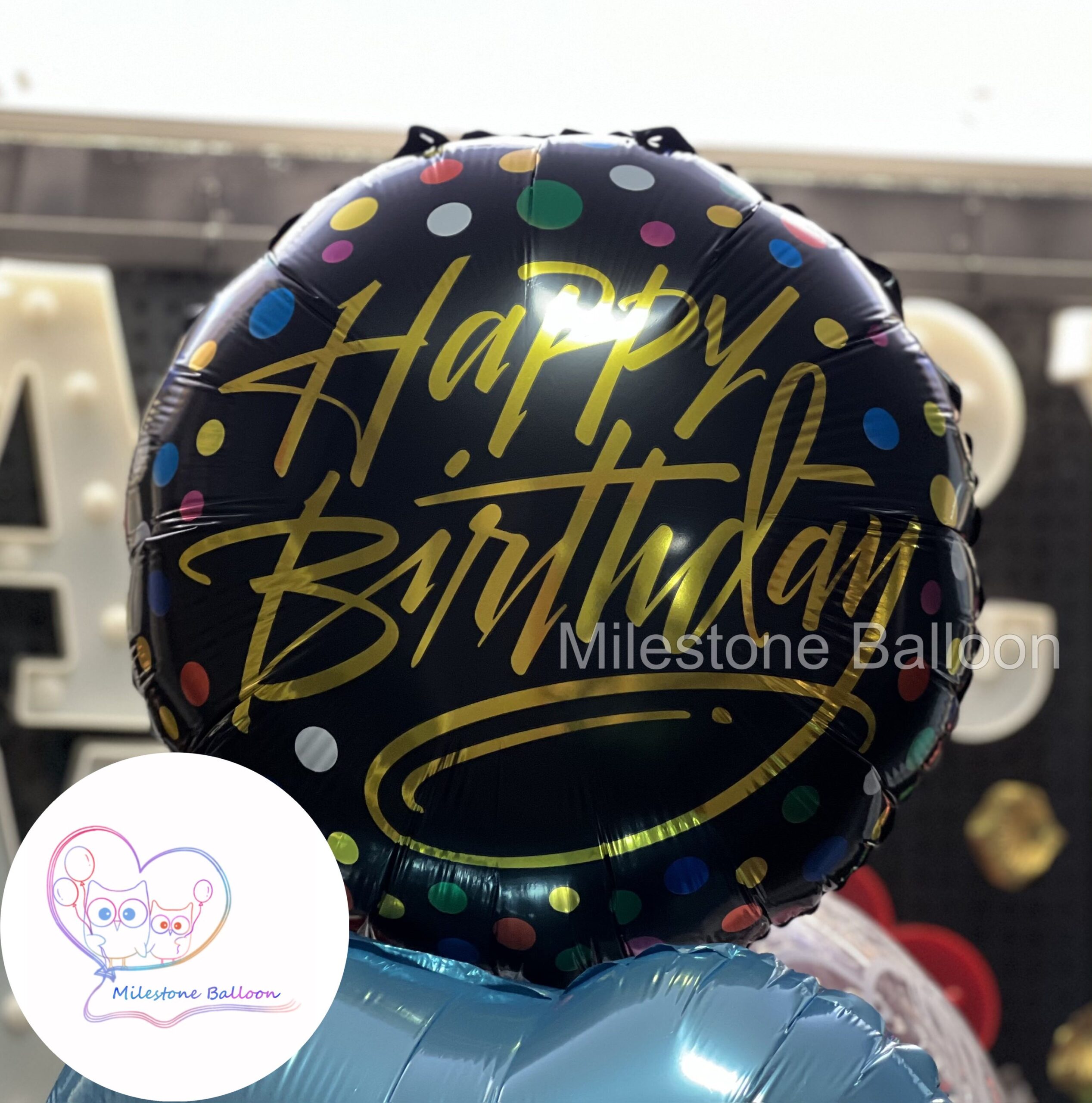 18吋 Happy Birthday 鋁膜氣球 (黑彩) FBH25
