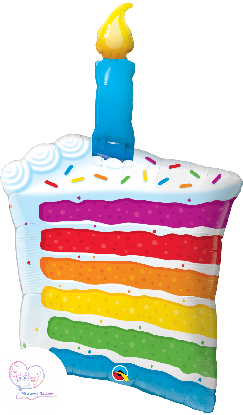 (Made in USA) 42吋生日鋁膜氣球 (Rainbow Cake & Candle) HT2