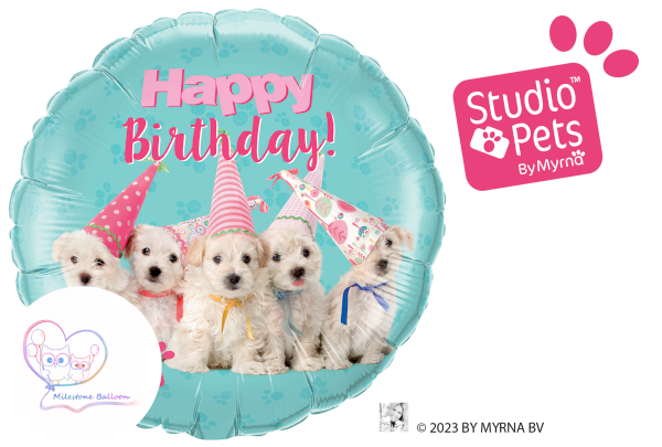 (Made in USA) 18吋生日鋁膜氣球 (Birthday Puppies) HT37