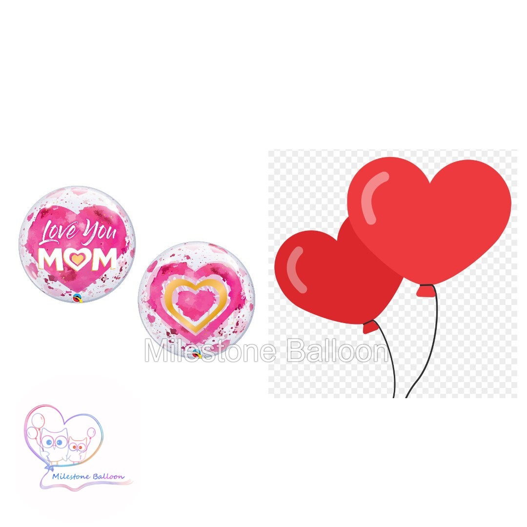 UH1. 美國日本製氦氣球束 (特長飄浮時間) (Love You Mom)